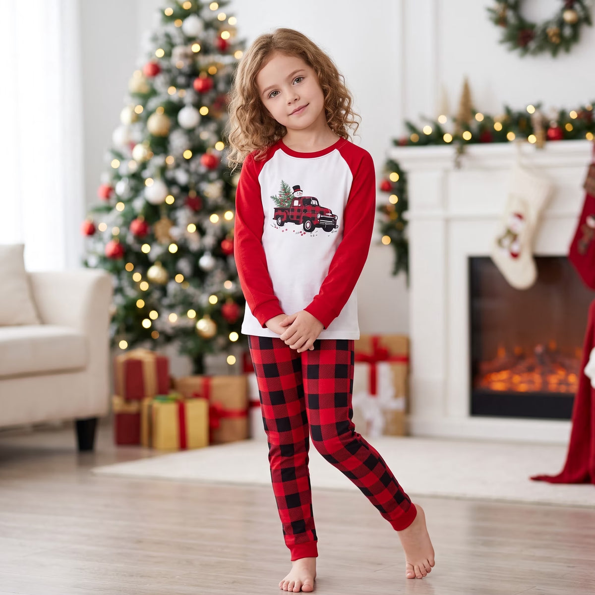 NIPAXO Family Matching Christmas Pajamas Set Long Sleeve Raglan Top and Buffalo Plaid Pants Holiday Sleepwear for Dad Mom Kids