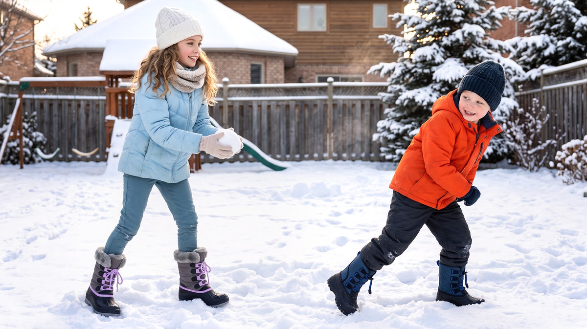 Children enjoying a snowy day