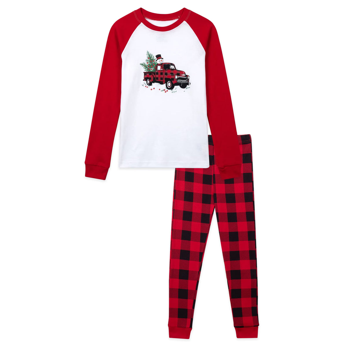 NIPAXO Family Matching Christmas Pajamas Set Long Sleeve Raglan Top and Buffalo Plaid Pants Holiday Sleepwear for Dad Mom Kids
