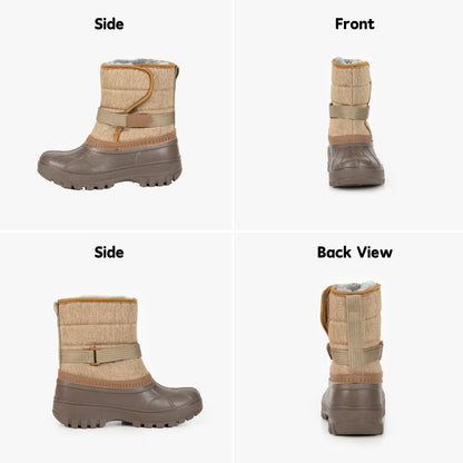 NIPAXO Kids Snow Boots Waterproof Duck Boot Style with Insulated Quilted Upper and Hook-and-Loop Closure Winter Boots for Boys Girs