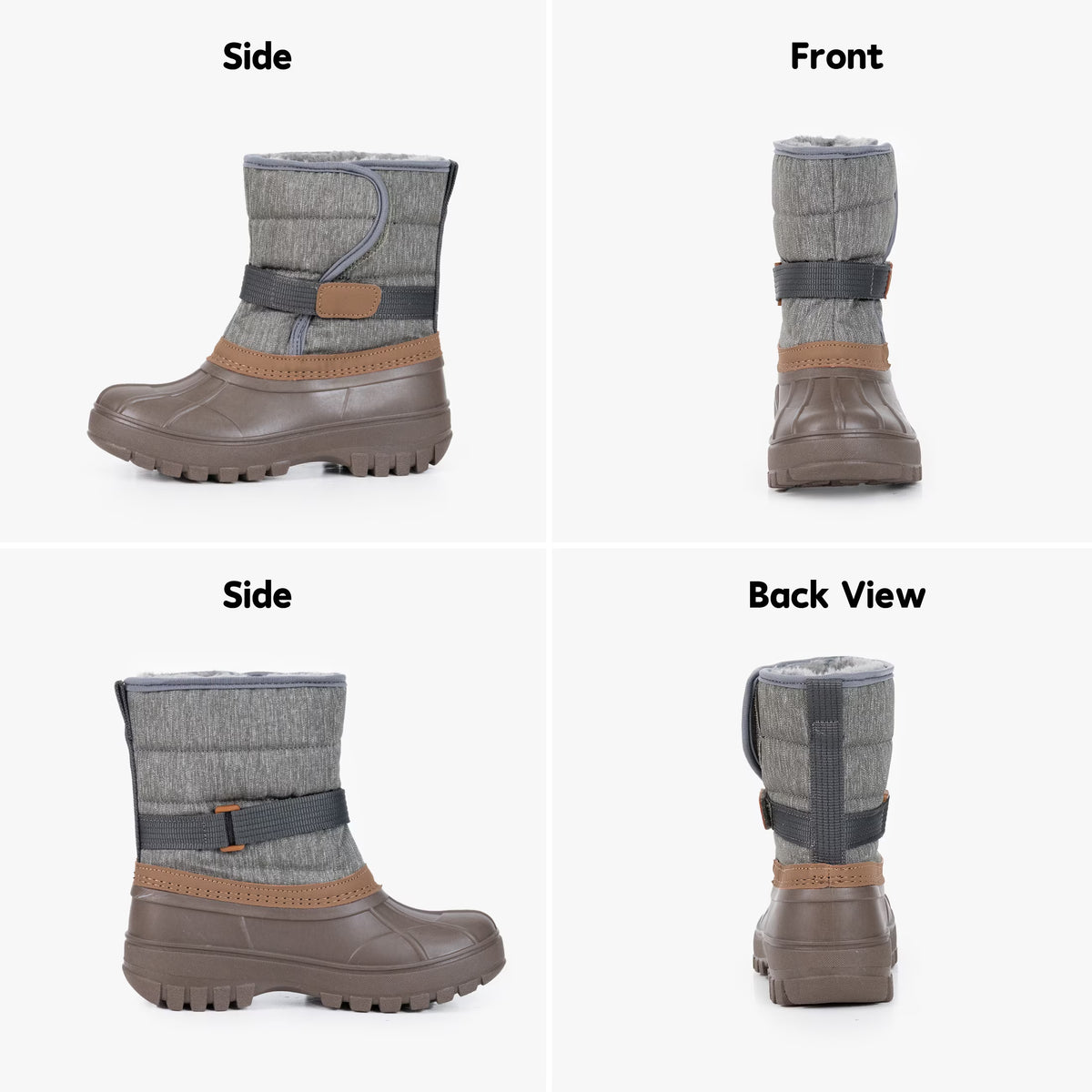 NIPAXO Kids Snow Boots Waterproof Duck Boot Style with Insulated Quilted Upper and Hook-and-Loop Closure Winter Boots for Boys Girs