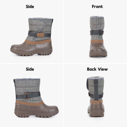 NIPAXO Kids Snow Boots Waterproof Duck Boot Style with Insulated Quilted Upper and Hook-and-Loop Closure Winter Boots for Boys Girs
