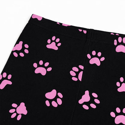 NIPAXO Girls Pajamas Set Long Sleeve Pink Cat Graphic & Paw Print Sleepwear with Pink Trim for Toddler Little Girls