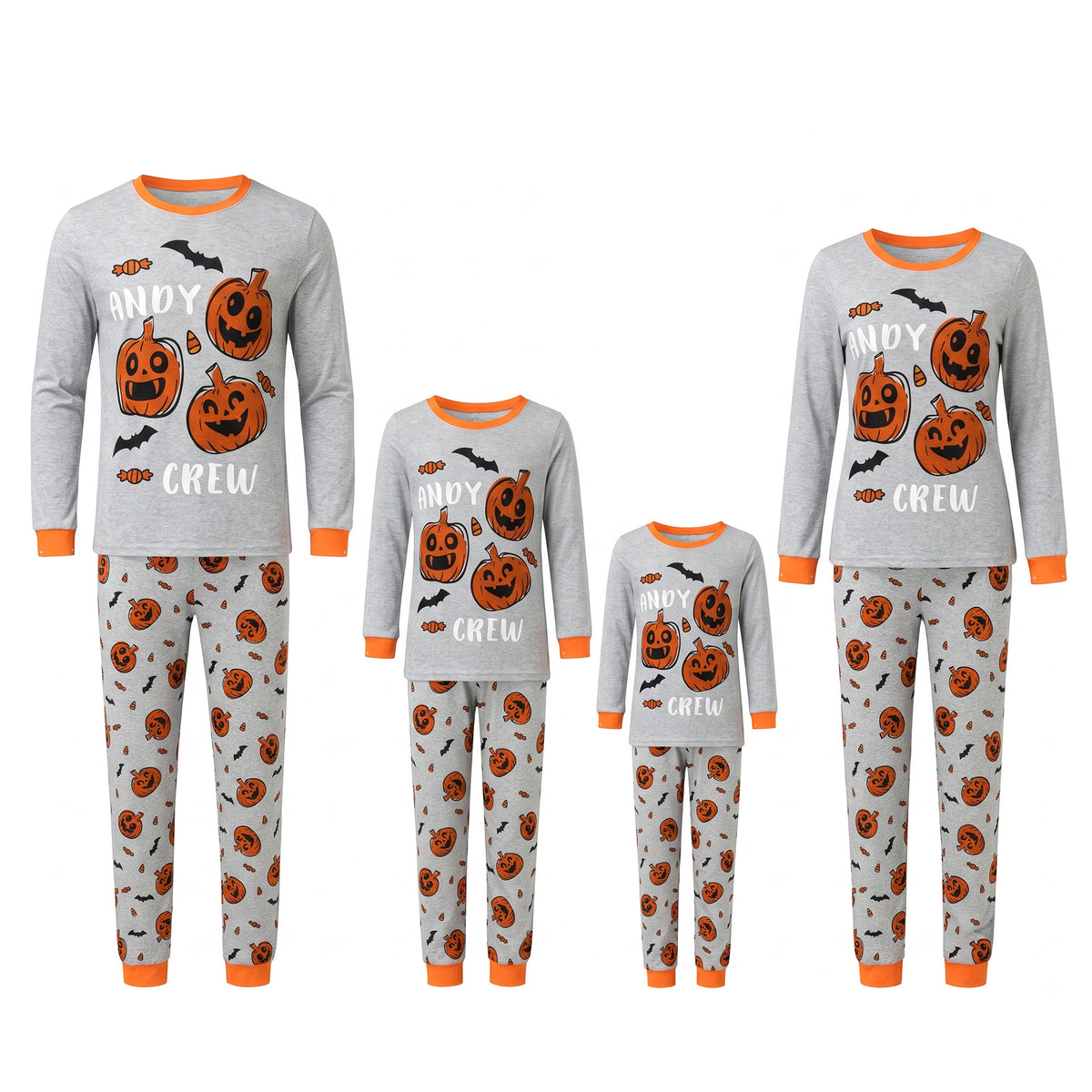 NIPAXO Family Matching Halloween Pajamas Set Spooky Cute Skeleton & Pumpkin Graphic for Adults, Kids & Toddlers