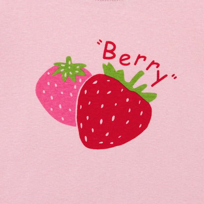 NIPAXO Girls Pajamas Set Long Sleeve Cute Strawberry Print Casual Sleepwear with Pink Base for Toddler Little Girls