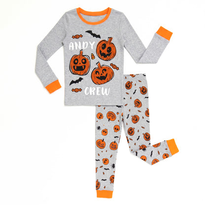 NIPAXO Family Matching Halloween Pajamas Set Spooky Cute Skeleton & Pumpkin Graphic for Adults, Kids & Toddlers