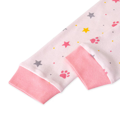 NIPAXO Girls Pajamas Set Long Sleeve "I Like Cats" Graphic Top and Paw Print Pants Sleepwear for Kids