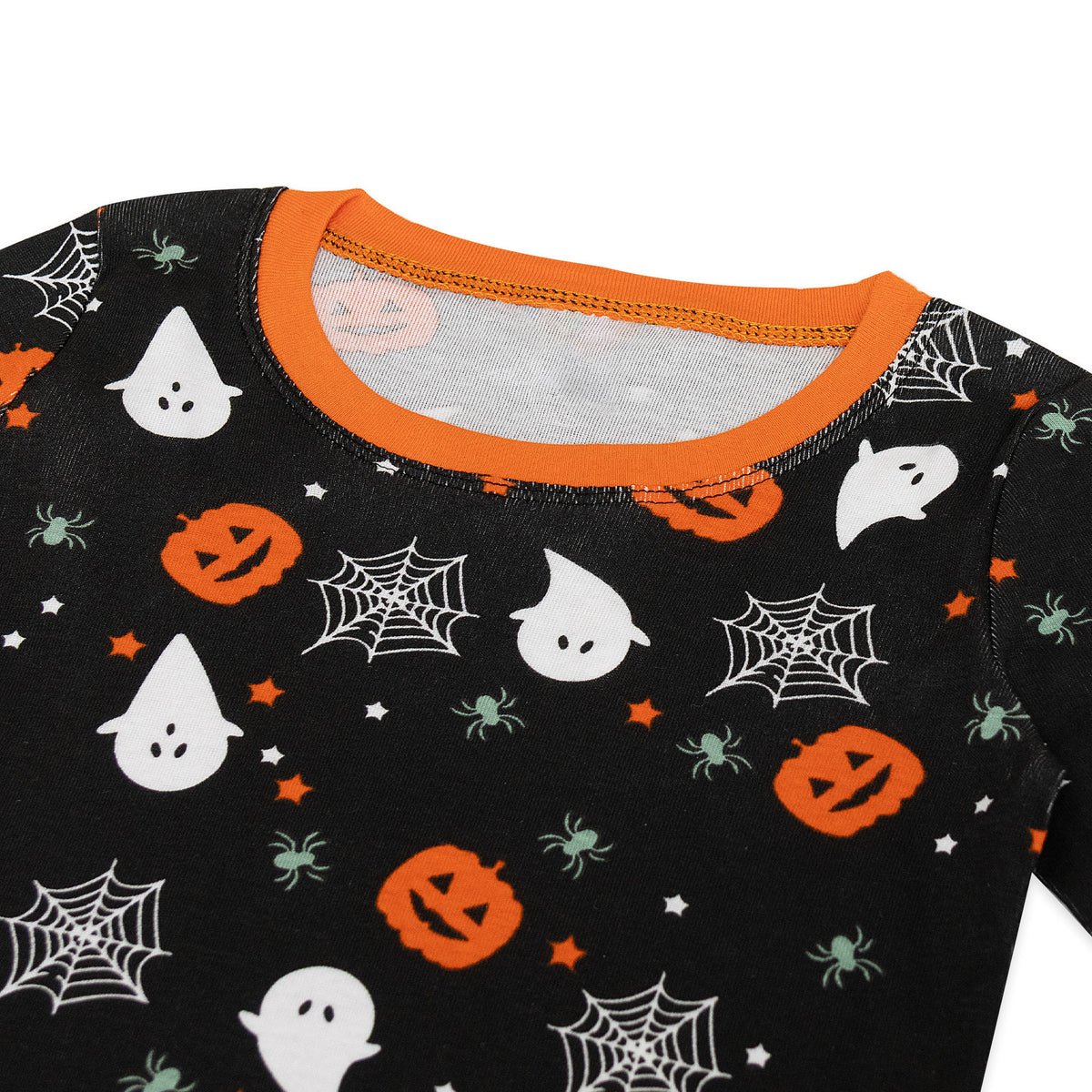 NIPAXO Halloween Boys Pajamas Soft Cotton Breathable Long Sleeve Pumpkin Ghost Print Ribbed Sleepwear Set for Kids