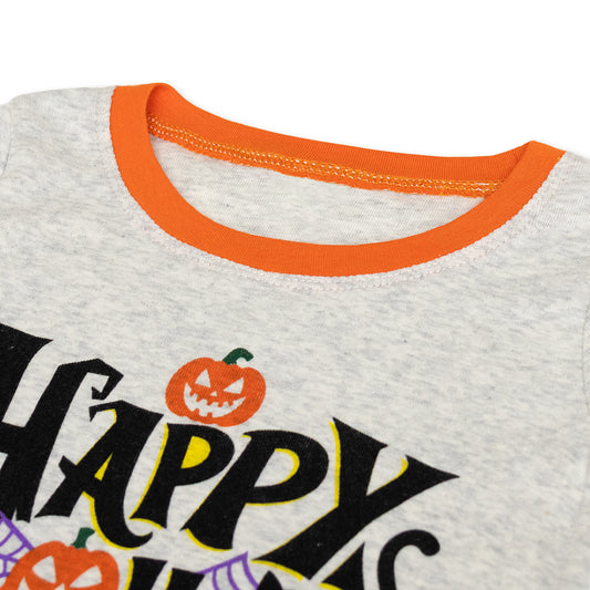 NIPAXO Halloween Boys Pajamas Graphic Tee Witch Hat Bat Print Pants Sleepwear Set for Kids