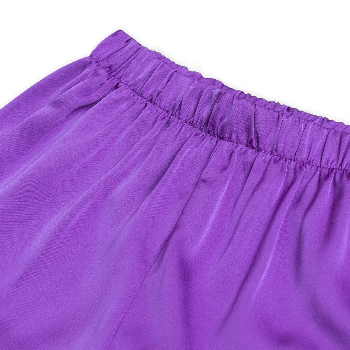 NIPAXO Girls Pajamas Set Short Sleeve Button-Down Solid Purple Piping Shorts Sleepwear Satin for Kids