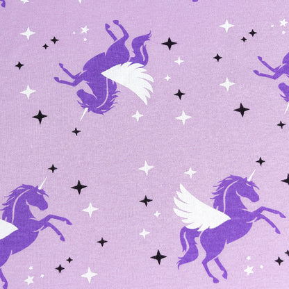 NIPAXO Girls Pajamas Set Long Sleeve Magical Unicorn Star Print Casual Sleepwear with Purple Trim for Toddler Little Girls