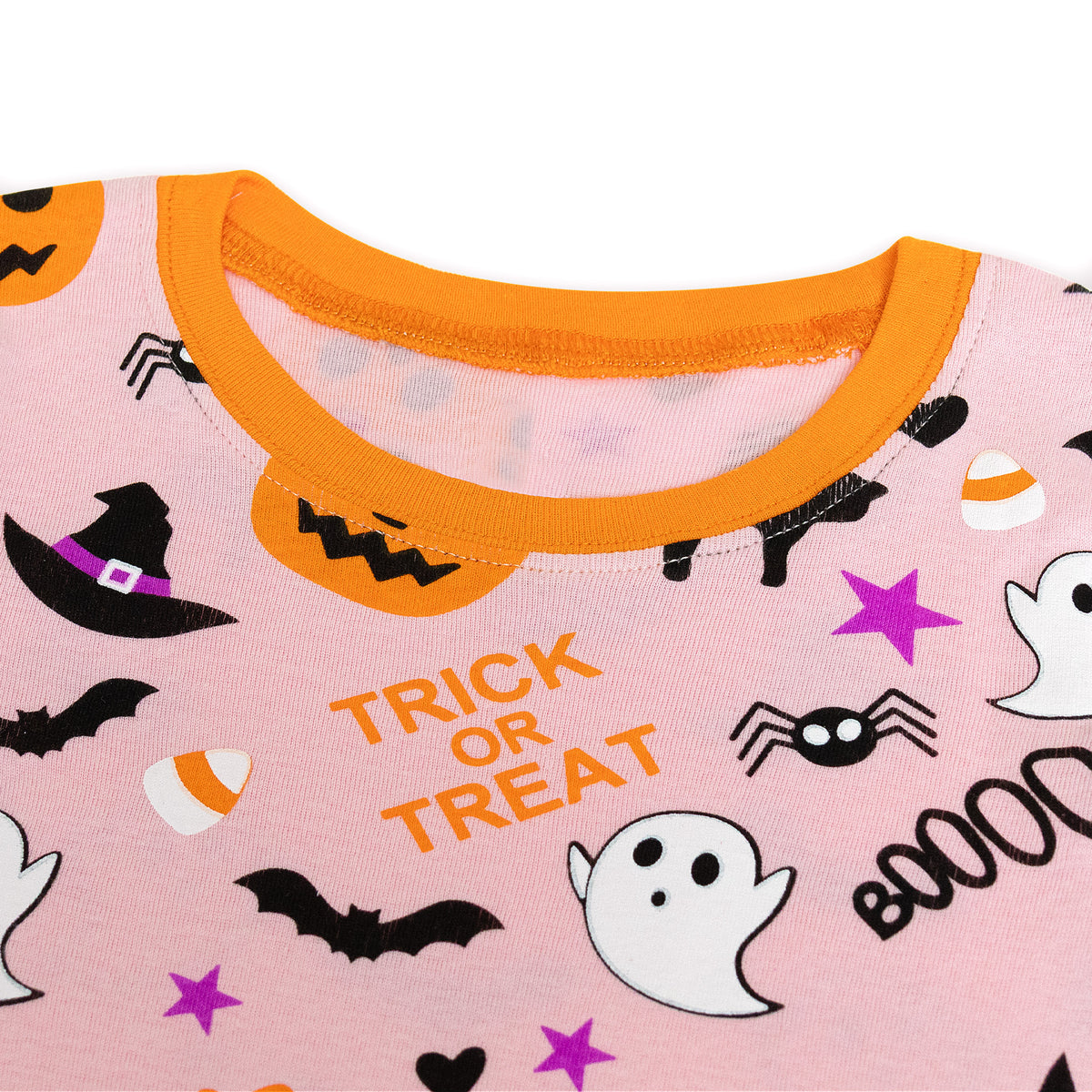 NIPAXO Halloween Girls Pajamas Set Pumpkin & Ghost Graphic Long Sleeve Cotton Sleepwear for Kids