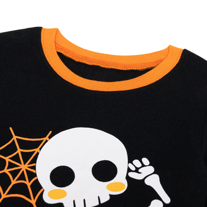 NIPAXO Family Matching Halloween Pajamas Set - Spooky Cute Skeleton & Pumpkin Graphic Long Sleeve Sleepwear for Adults, Kids