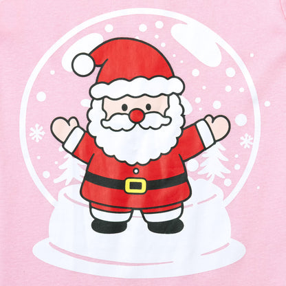 NIPAXO Girls Christmas Pajamas Set Long Sleeve Snow Globe Santa Graphic Top and Matching Print Pants Sleepwear for Kids
