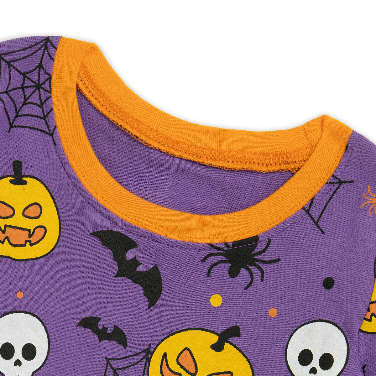NIPAXO Halloween Girls Pajamas Set Pumpkin & Skull Graphic Long Sleeve Cotton Sleepwear for Kids