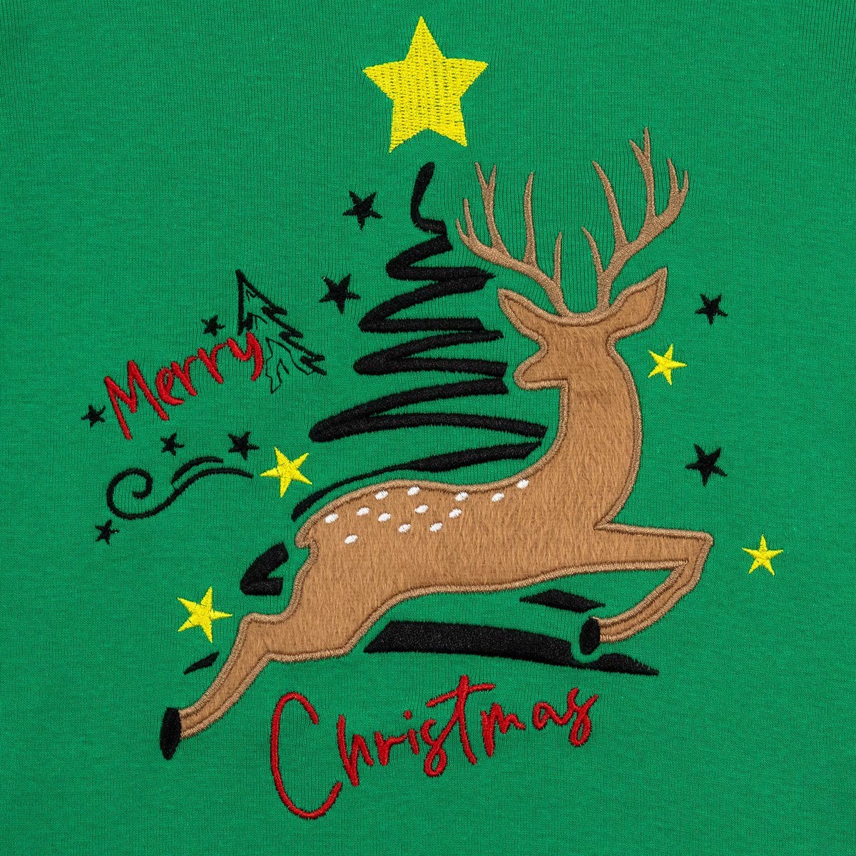 NIPAXO Kids Christmas Pajamas Set Long Sleeve Embroidered Reindeer & "Merry Christmas" Graphic Holiday Sleepwear with Fair Isle Stripe Pants for Boys and Girls