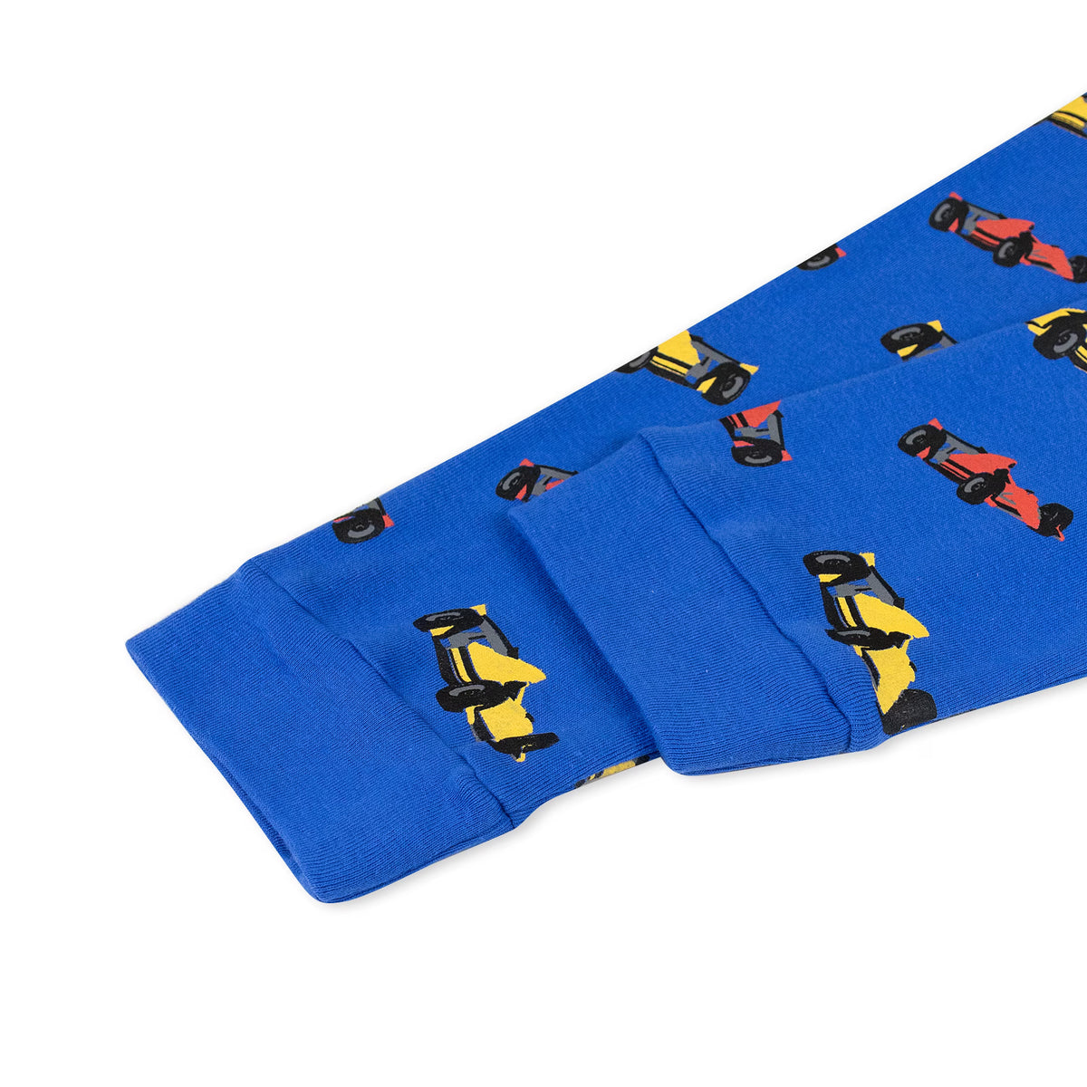NIPAXO Toddler Boys Pajamas Set Long Sleeve Vibrant Blue F1 Race Car Graphic Thermal Sleepwear with Cuffs