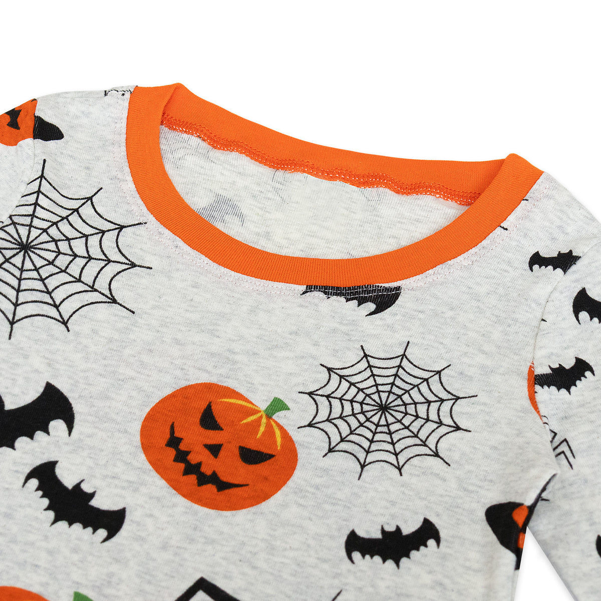 NIPAXO Halloween Boys Pajamas Set,Soft Cotton Long Sleeve Pumpkin Bat Print Ribbed Sleepwear Kids
