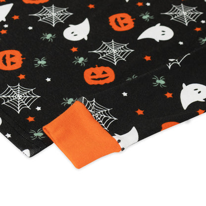 NIPAXO Halloween Boys Pajamas Soft Cotton Breathable Long Sleeve Pumpkin Ghost Print Ribbed Sleepwear Set for Kids