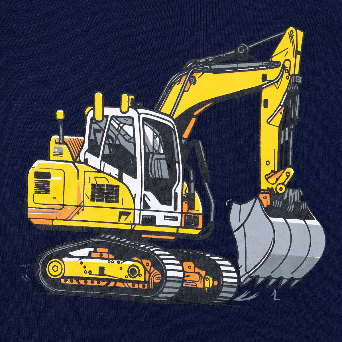 NIPAXO Toddler Boys Pajamas Set Long Sleeve Yellow Excavator Graphic Thermal Sleepwear with Ribbed Cuffs