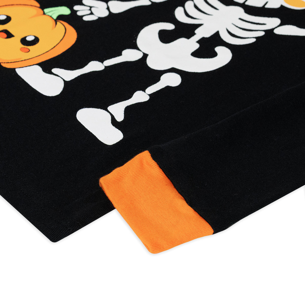 NIPAXO Family Matching Halloween Pajamas Set - Spooky Cute Skeleton & Pumpkin Graphic Long Sleeve Sleepwear for Adults, Kids
