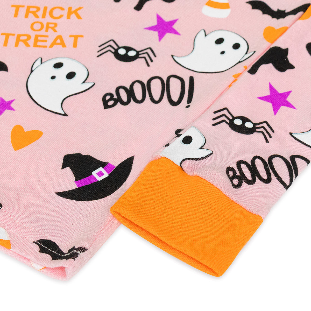NIPAXO Halloween Girls Pajamas Set Pumpkin & Ghost Graphic Long Sleeve Cotton Sleepwear for Kids