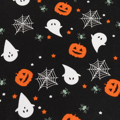 NIPAXO Halloween Boys Pajamas Soft Cotton Breathable Long Sleeve Pumpkin Ghost Print Ribbed Sleepwear Set for Kids