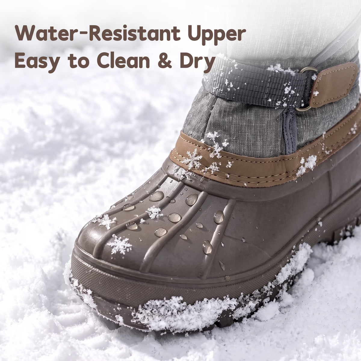 NIPAXO Kids Snow Boots Waterproof Duck Boot Style with Insulated Quilted Upper and Hook-and-Loop Closure Winter Boots for Boys Girs