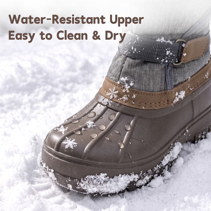 NIPAXO Kids Snow Boots Waterproof Duck Boot Style with Insulated Quilted Upper and Hook-and-Loop Closure Winter Boots for Boys Girs