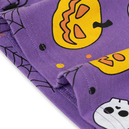 NIPAXO Halloween Girls Pajamas Set Pumpkin & Skull Graphic Long Sleeve Cotton Sleepwear for Kids