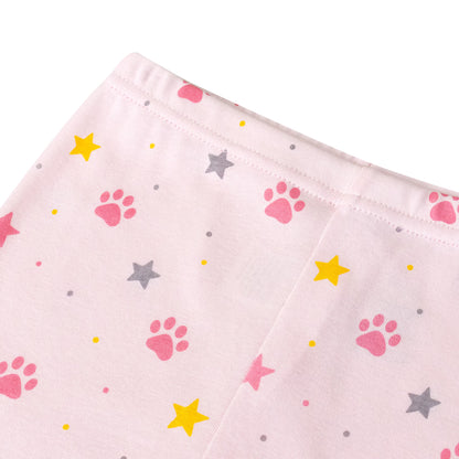 NIPAXO Girls Pajamas Set Long Sleeve "I Like Cats" Graphic Top and Paw Print Pants Sleepwear for Kids