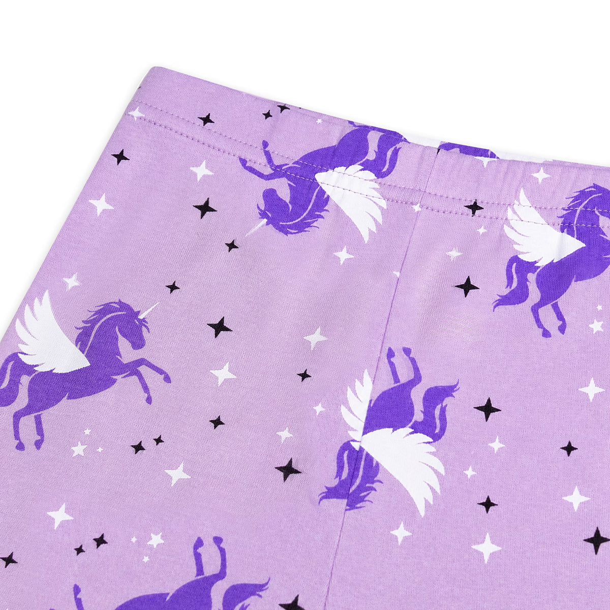 NIPAXO Girls Pajamas Set Long Sleeve Magical Unicorn Star Print Casual Sleepwear with Purple Trim for Toddler Little Girls