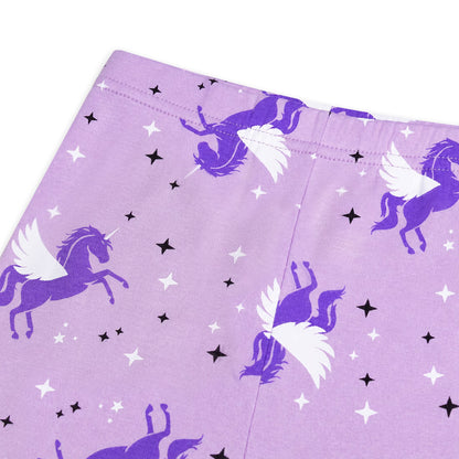 NIPAXO Girls Pajamas Set Long Sleeve Magical Unicorn Star Print Casual Sleepwear with Purple Trim for Toddler Little Girls