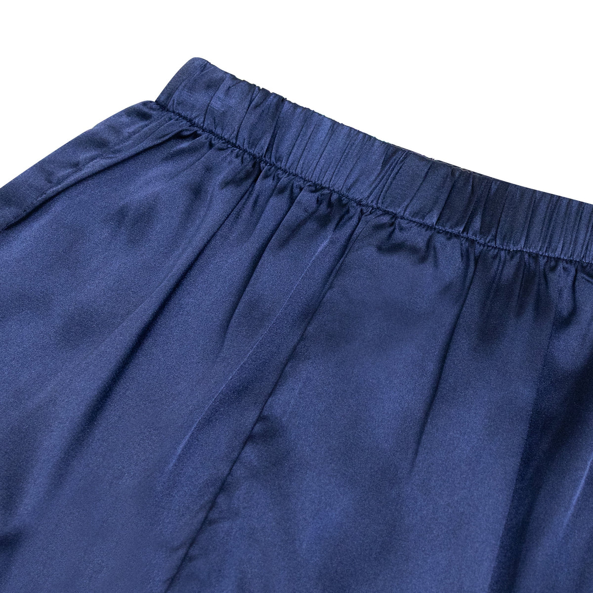 NIPAXO Girls Pajamas Set Short Sleeve Button-Down Solid Navy Blue Ruffle Shorts Satin Sleepwear for Kids
