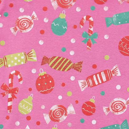 NIPAXO Girls Pajamas Set Soft Cotton Sweet Candy Cane Print Long Sleeve Top with Matching Pants for Kids