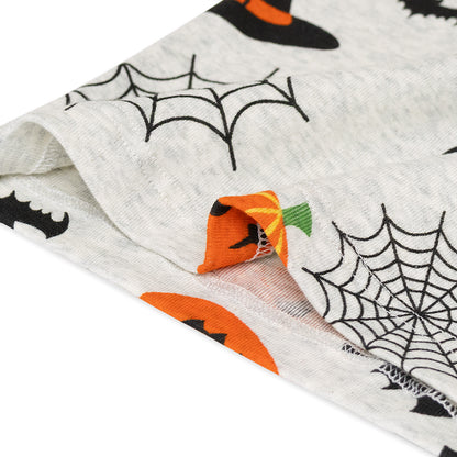 NIPAXO Halloween Boys Pajamas Set,Soft Cotton Long Sleeve Pumpkin Bat Print Ribbed Sleepwear Kids