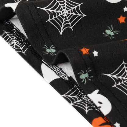 NIPAXO Halloween Boys Pajamas Soft Cotton Breathable Long Sleeve Pumpkin Ghost Print Ribbed Sleepwear Set for Kids