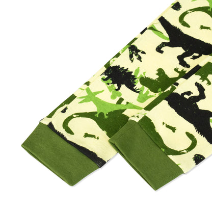NIPAXO Boys Pajamas Set Long Sleeve Dinosaur Camo Print Thermal Top and Matching Pants Sleepwear for Kids