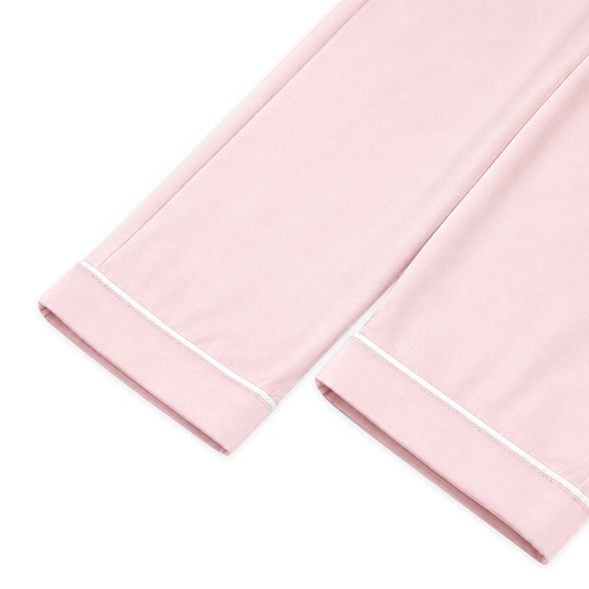 NIPAXO Girls Pajamas Set Short Sleeve Button-Down Silk Satin Sleepwear with White Piping for Toddler and Kids