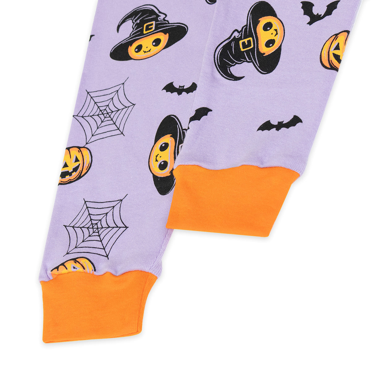 NIPAXO Halloween Girls Pajamas Set Pumpkin & Skull Graphic Long Sleeve Cotton Sleepwear for Kids