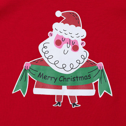 NIPAXO Kids Christmas Pajamas Set Long Sleeve Santa Graphic Top and Red White Striped Pants Holiday Sleepwear for Girls Boys