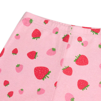 NIPAXO Girls Pajamas Set Long Sleeve Cute Strawberry Print Casual Sleepwear with Pink Base for Toddler Little Girls