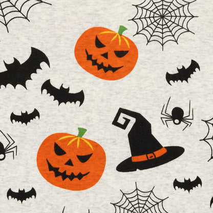 NIPAXO Halloween Boys Pajamas Set,Soft Cotton Long Sleeve Pumpkin Bat Print Ribbed Sleepwear Kids