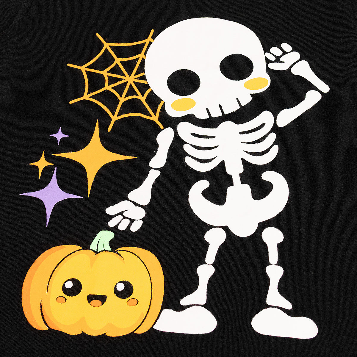 NIPAXO Family Matching Halloween Pajamas Set - Spooky Cute Skeleton & Pumpkin Graphic Long Sleeve Sleepwear for Adults, Kids