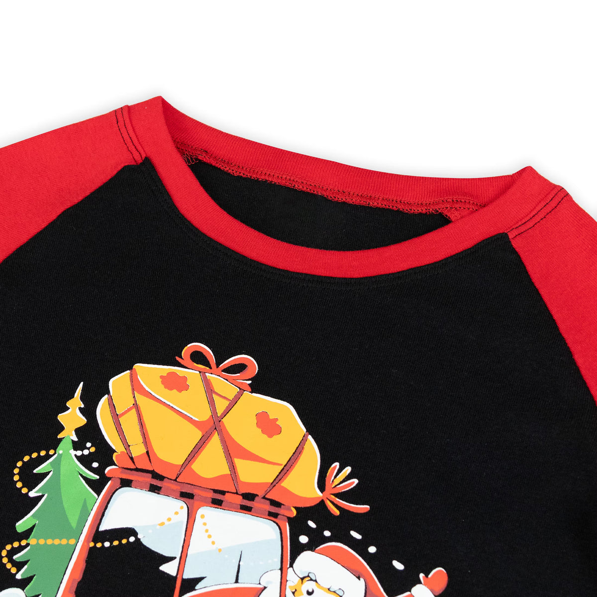 NIPAXO Kids Christmas Pajamas Set Long Sleeve Santa Driving Car & Buffalo Plaid Buffalo Sleepwear with Red Trim for Toddler Boys Girls