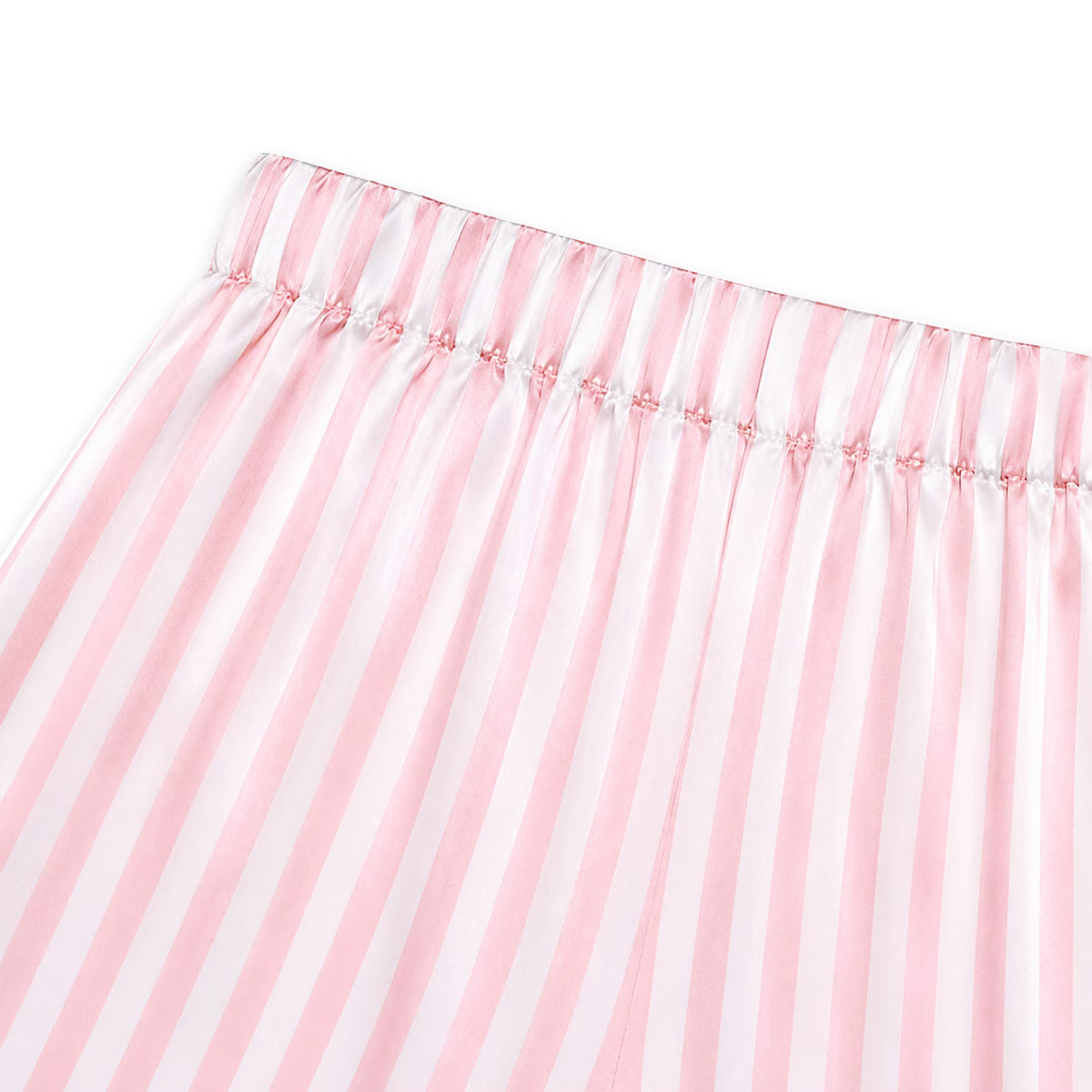 NIPAXO Girls Pajamas Set Short Sleeve Button-Down Pink White Striped Ruffle Shorts Sleepwear Satin for Kids