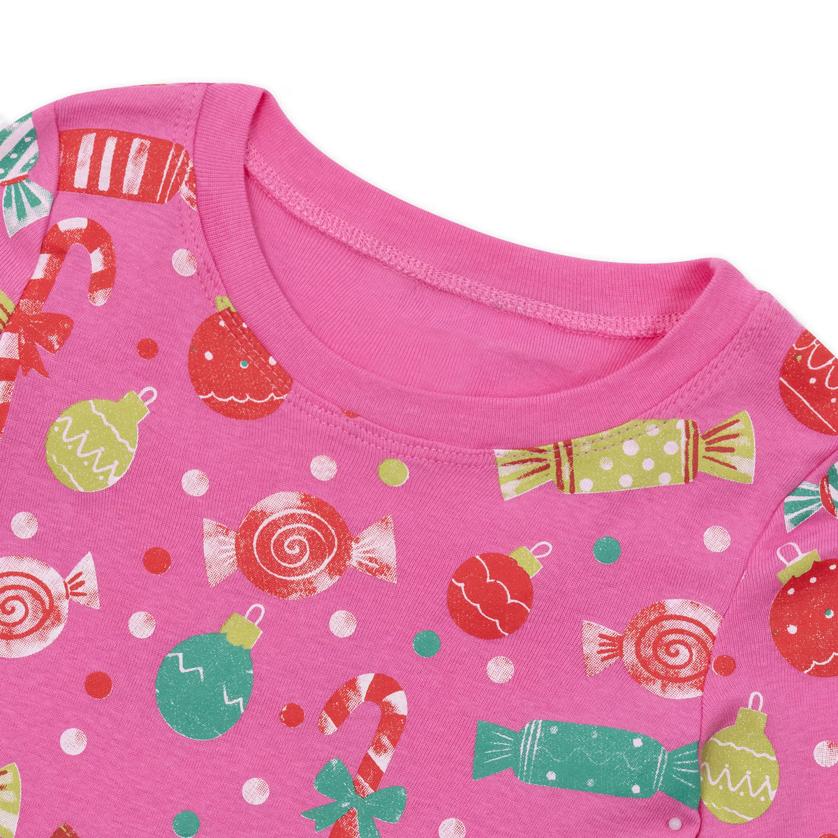 NIPAXO Girls Pajamas Set Soft Cotton Sweet Candy Cane Print Long Sleeve Top with Matching Pants for Kids