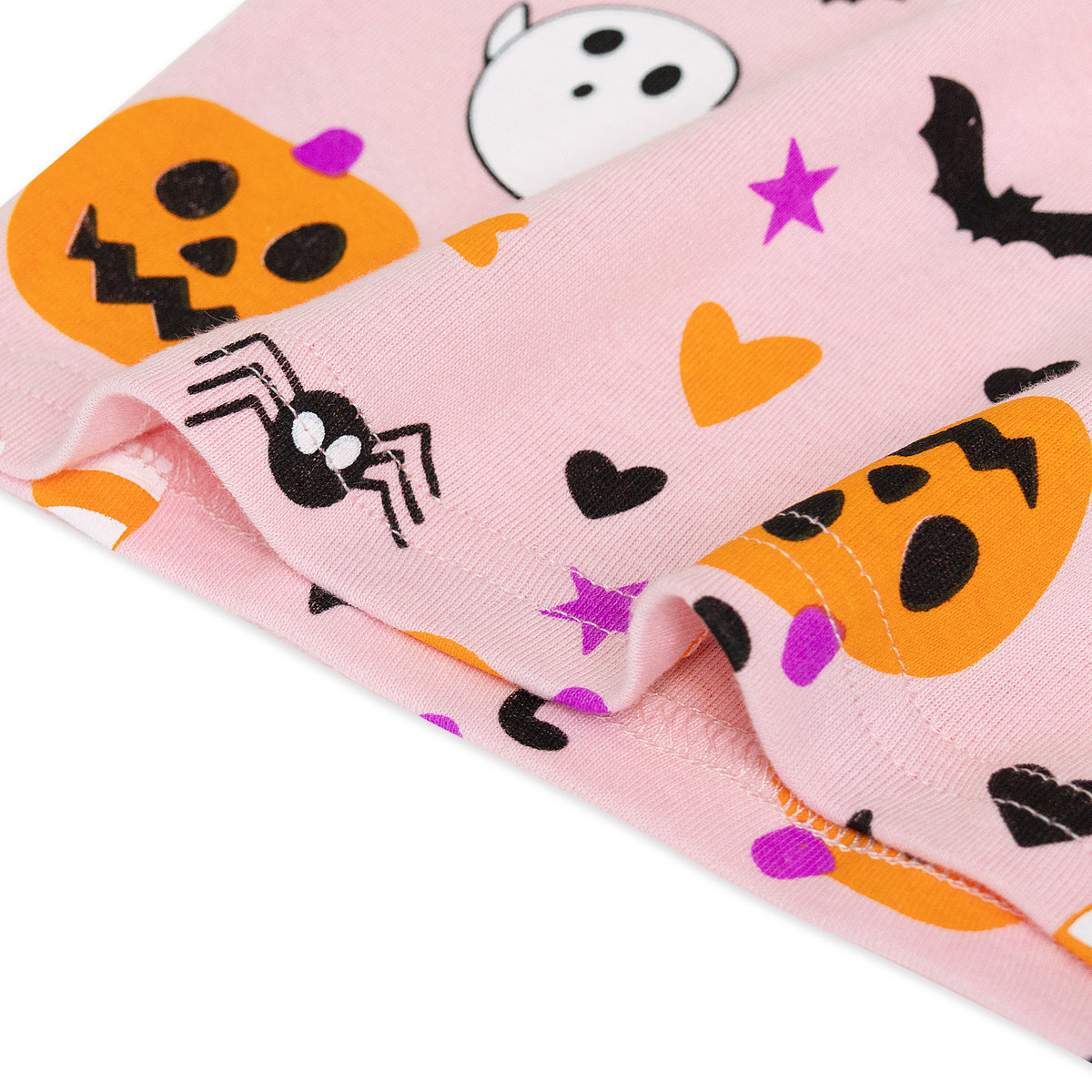 NIPAXO Halloween Girls Pajamas Set Pumpkin & Ghost Graphic Long Sleeve Cotton Sleepwear for Kids