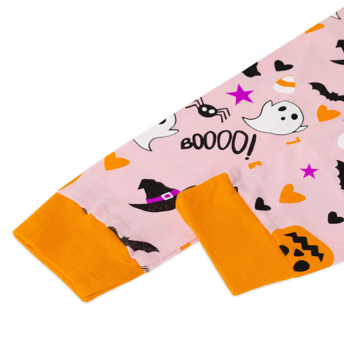 NIPAXO Halloween Girls Pajamas Set Pumpkin & Ghost Graphic Long Sleeve Cotton Sleepwear for Kids