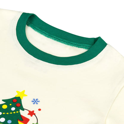 NIPAXO Kids Christmas Pajamas Set Long Sleeve Cute Cat & "Merry Christmas" Graphic Holiday Sleepwear with Star Print Pants for Boys and Girls